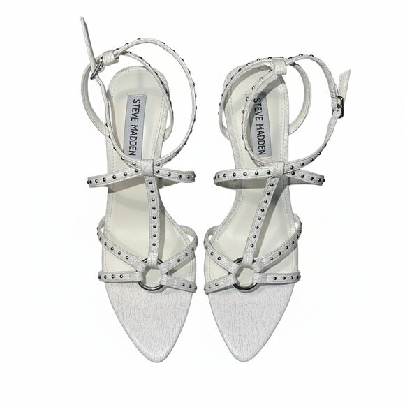 Steve Madden Amour Studded White Sandals - Picture 2 of 7